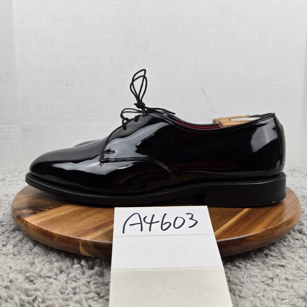 Allen Edmonds Mens 9 3E Wide Spencer Black Patent Leather Derby Tuxedo Formal
